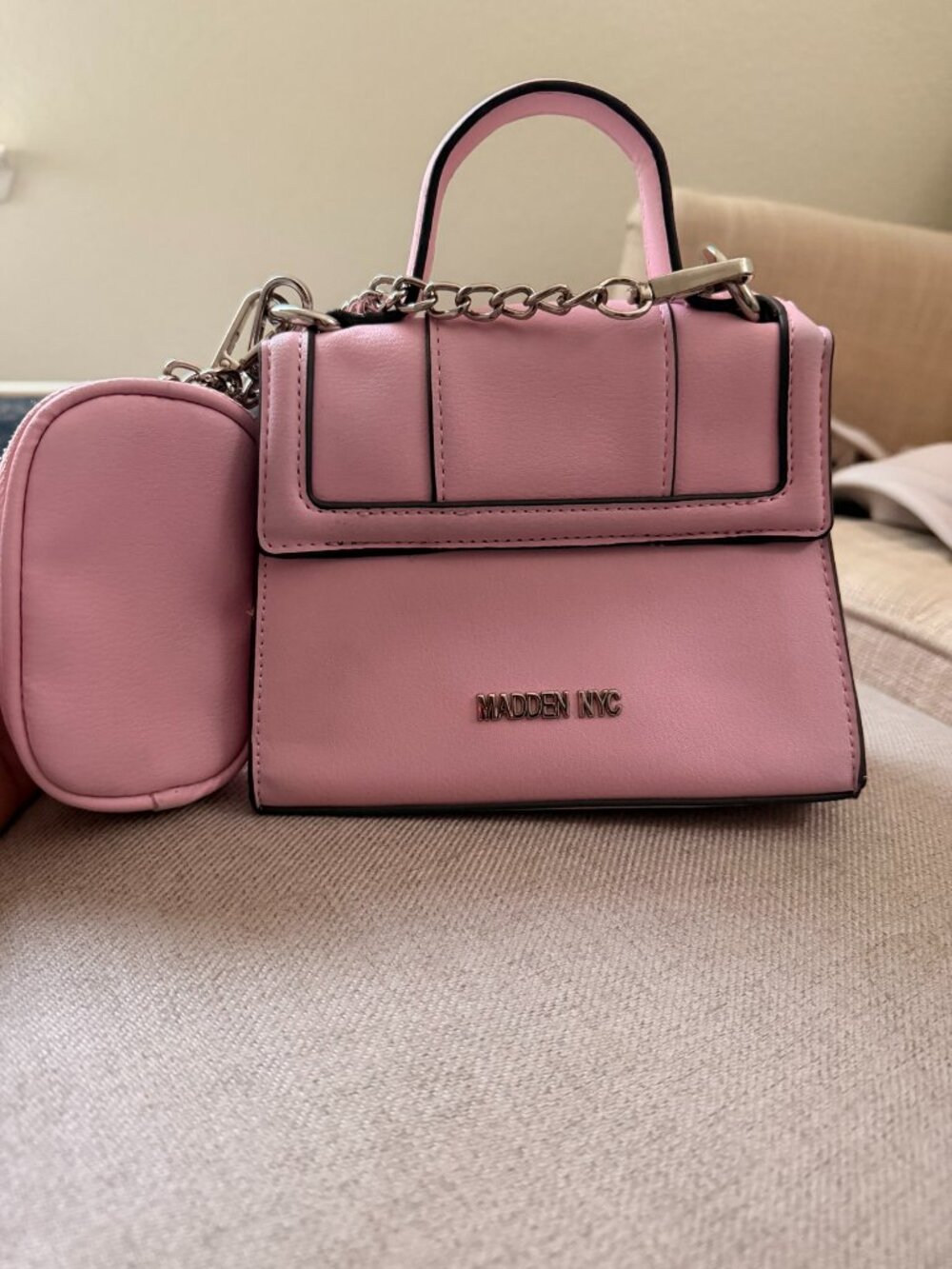 Madden NYC Pink Mini Top Handle Purse with Coin Pouch